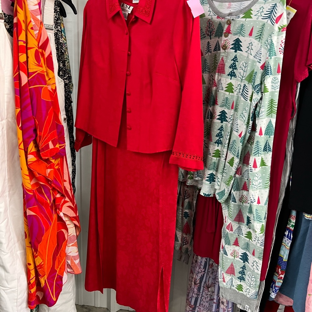 Elegant Red Skirt Set